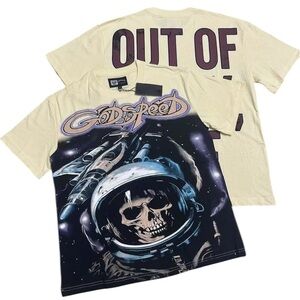 Godspeed Astronaut Skull Graphic Tee Cream Black Size M New